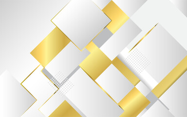 Leinwandbilder - abstract background Geometric white squares and gold lines,used in graphic illustration work media or others ,2d  illustration
