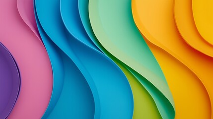 Sticker - Abstract colorful wave background with pink, blue, green, and yellow colors.