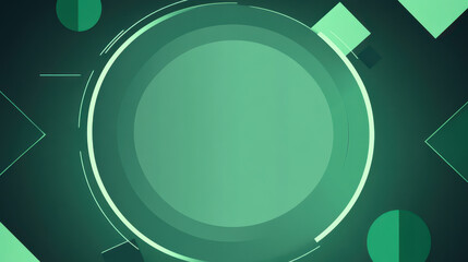 Sticker - Geometric green abstract frame with circular design on a dark background