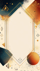 Canvas Print - Geometric border with golden and orange accents on an abstract background