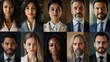 © nikomsolftwaer - Collage of diverse business people in formal attire, each face representing different roles and office activities