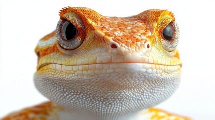 Wall Mural - Close-up portrait of a lizard with large eyes looking directly at the camera