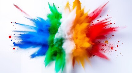 Wall Mural - Colorful powder explosion on white background.