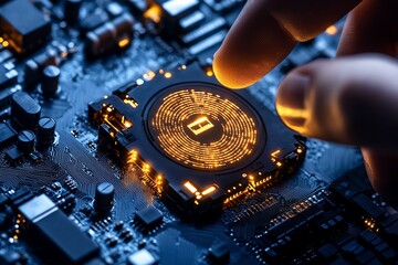 Poster - A team of ethical hackers testing a corporate network, with glowing digital firewalls and security systems, and hackers analyzing vulnerabilities