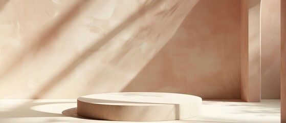 Poster - Minimalist Interior with Soft Lighting and Circular Platform