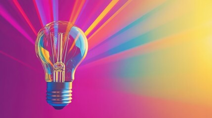 Poster - Colorful Light Burst from Light Bulb