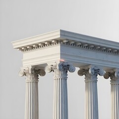 Classic White Marble Columns and Entablature Architectural Detail