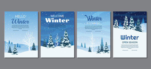 Wall Mural - Collection of Winter Social Media Stories gradient Template Background