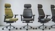 © Daniel - Modern Office Chairs in Black and Green Leather with Headrests and Chrome Bases