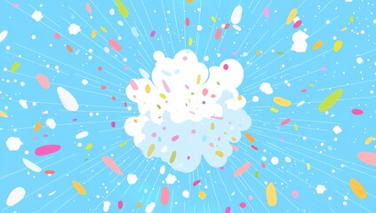 Cute cartoon cloud explosion pattern, a simple flat illustration style with a...