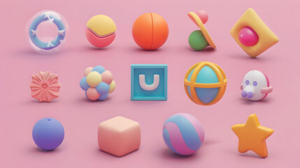 Wall Mural - Grid System Icon Layout Design 3D