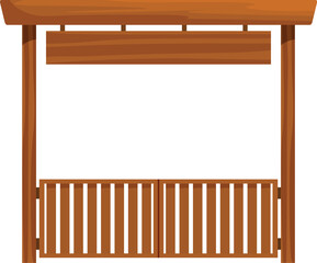 Aufkleber - brown wooden gate entrance with blank sign hanging for displaying message, information board