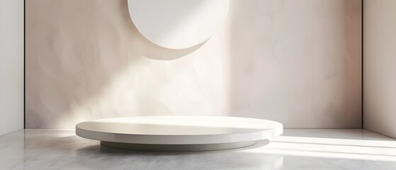 Aufkleber - Minimalist Interior with Circular Decor and Soft Lighting