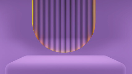 Leinwandbilder - purple stand on curved wall light purple back,mock up podium for product presentation,3D render