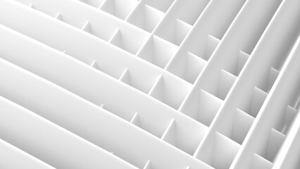 Leinwandbilder - White curved lines, an animated abstract background with white curved waves, 3D rendering