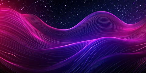 Mesmerizing purple digital waves on starry background