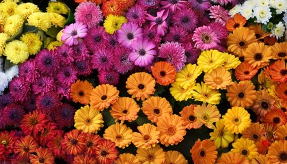 many different colored flowers banner plant background