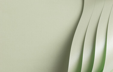 Poster - Paper with a soft texture in pale green and frosted mint tones. The minimalist, monochrome surface features elegant folds and layered geometric lines, creating a subtle metallic