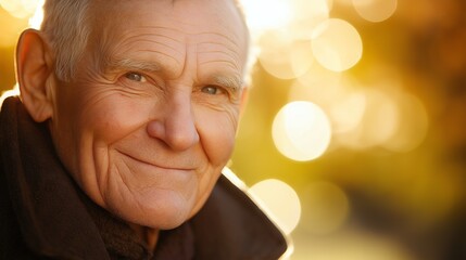 Poster - Portrait of a smiling senior man with a bokeh background.