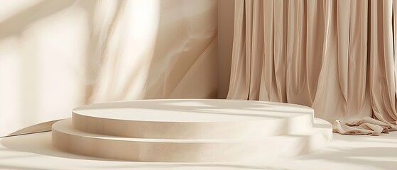 Aufkleber - Elegant Minimalist Stage with Soft Drapery Background