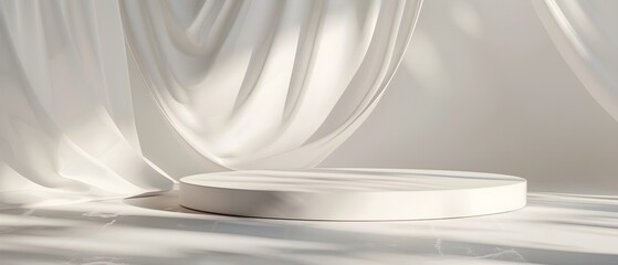 Poster - Minimalist Studio Background with White Drapes