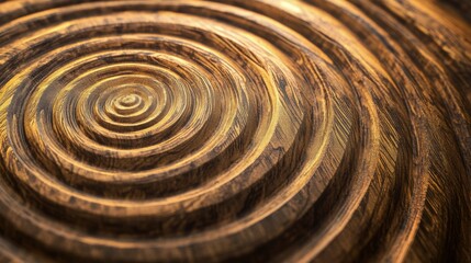 Wall Mural - Concentric wooden rings create a textured pattern on a surface in soft natural light