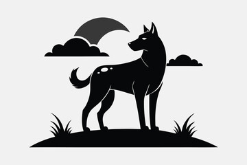 Wall Mural - a muscular dog standing on a small hill or elevated terrain A.eps