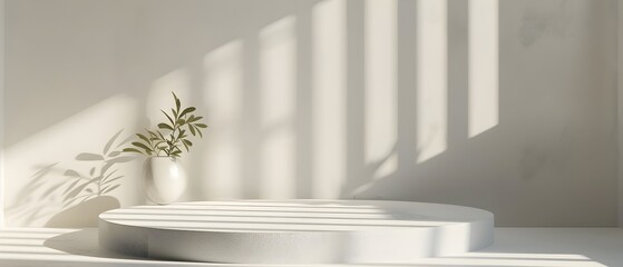 Poster - Minimalist Interior with Soft Shadows and Greenery