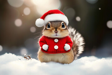 Small cute child holding present gift box with red ribbon,giving receiving presents on holiday event