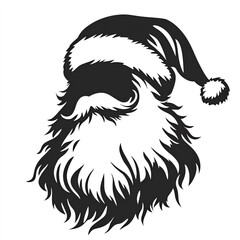 Santa Head Silhouette, Illustration Isolated On White Background