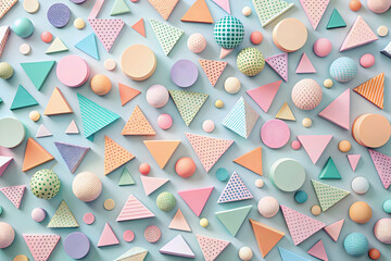 Poster - pastel geometric abstract: a whimsical and stylish pattern of pastel-colored geometric shapes - circ