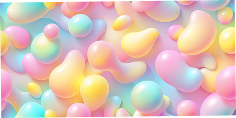 Wall Mural - abstract dreamscape: a captivating abstract background of vibrant pastel-colored, iridescent blobs, 