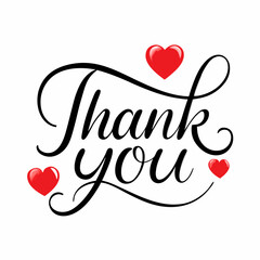 Thank you text vector art illustration with love icon