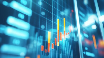 Poster - Abstract Financial Chart with Bright Data Points