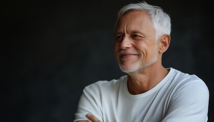 Poster - Portrait of a smiling mature man with white hair and beard.