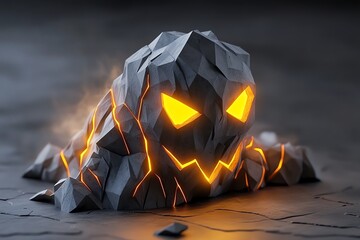 Poster - Geometric ghost design, with clean lines and glowing eyes representing a spooky Halloween spirit