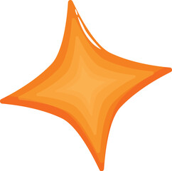 Poster - Orange star shining brightly with four points, perfect for illustrations, games, or any project needing a touch of sparkle