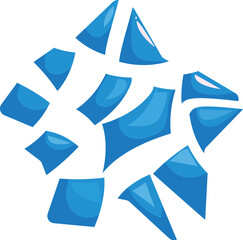 Aufkleber - Blue broken glass star shattered forming a mosaic of shards