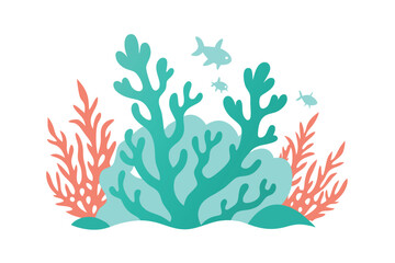 Sticker - Minimalist in a circle artwork make a simple Coral Reefs design K.eps