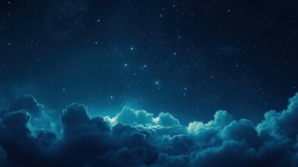 Canvas Print - A serene night sky filled with stars above soft, illuminated clouds.