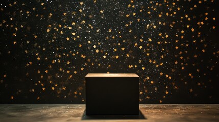 Wall Mural - A black box sits against a starry backdrop, evoking mystery and wonder.