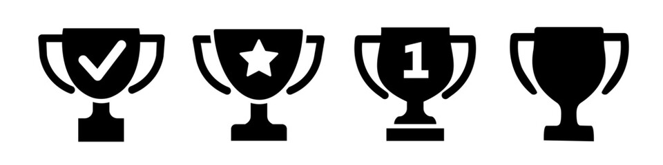 trophy cup icon set. trophy icon