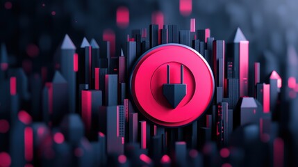 Poster - A stylized illustration of a digital fortress with AI powered security systems monitoring and defending against cyberattacks.