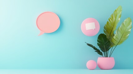 Poster - A playful illustration of a chat bubble with a message appearing, representing instant communication.