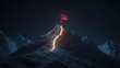 © Johannes - Concept of step-by-step achievement of goals. Glowing path leading to success and achievements concept with flag on peak of mountain. Ad poster for business the presentation.