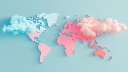 Poster - Thematic Map of Global Climate Zones, A thematic map showcasing different climate zones across the globe, using distinct colors to represent temperature and precipitation patterns.