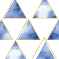 Poster - Wrapping paper, wallpaper with watercolor hand painted abstract geometric triangles