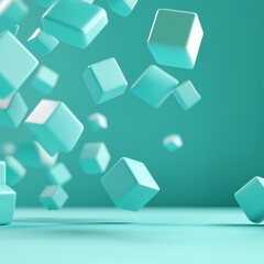 Poster - 3d render, digital illustration, abstract metallic background, geometric wallpaper, mint green cryst