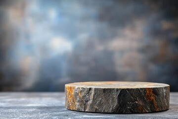 Poster - this is a rendering of a black marble product display on a luxury background with geometric backdrop