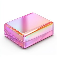 Poster - An abstract geometric 3D shape thin film effect with a holographic gradient texture, a minimalist colorful art element is rendered in 3D isolation.